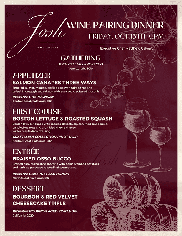 Josh wine pairing dinner at Harry's Ocean Bar & Grille