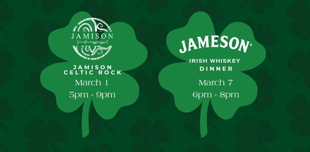 Cape May Irish pop up with live music and Jameson special dinner pairing. St Patricks Day.